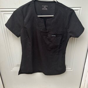 Jaanuu Women's 1 pocket black scrub top